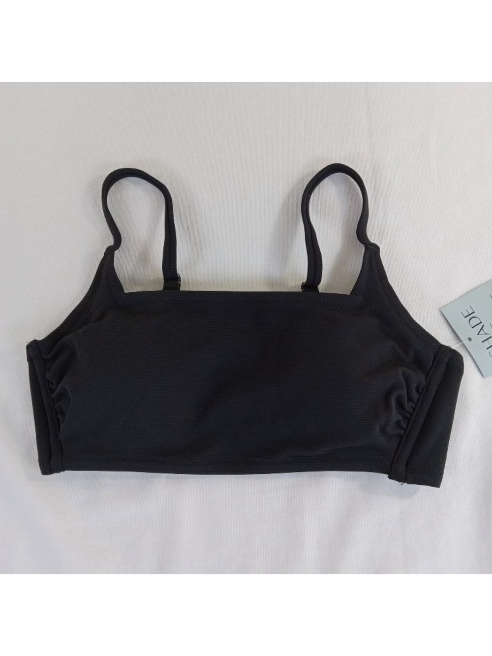 Shade & Shore Women's Ribbed Bralette Bikini Swim Top Black XS Adjustable Straps